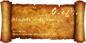 Olajkár Ákos névjegykártya